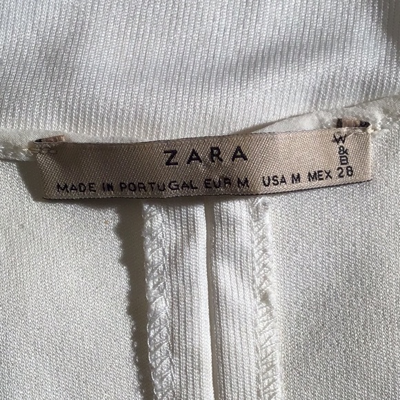 Zara sleeveless hi low blouse tan shimmer trim M - Picture 5 of 6